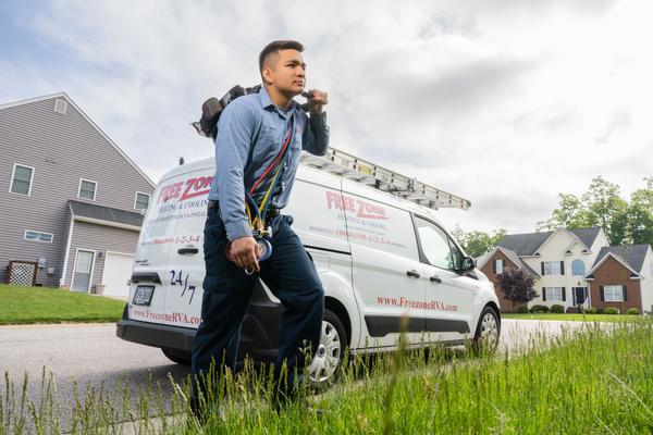 Freezone technician with equipment